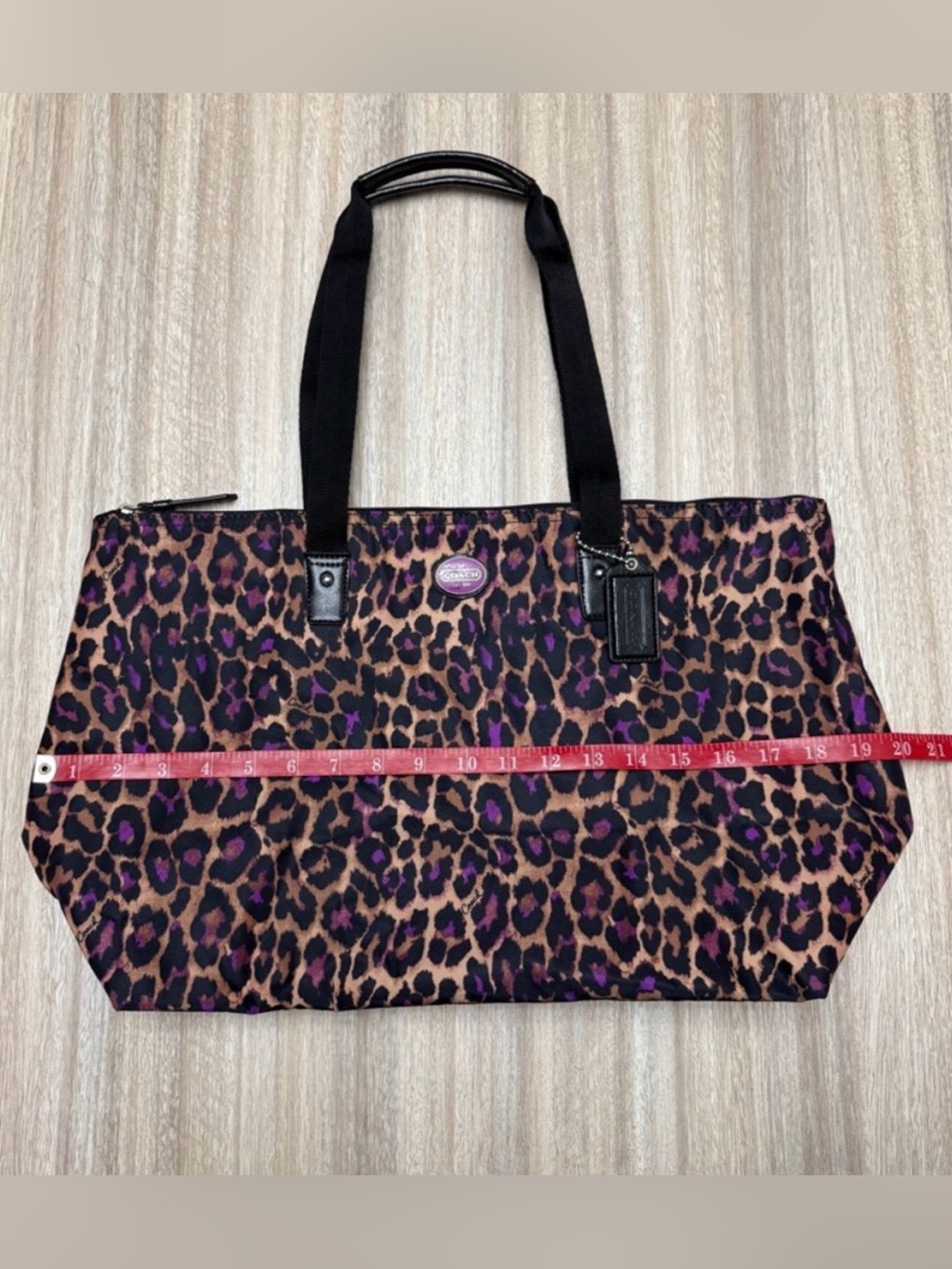 LIKE NEW Coach Nylon Weekender Ocelot Print Tote with Snap-in Pouch - Picture 16 of 16